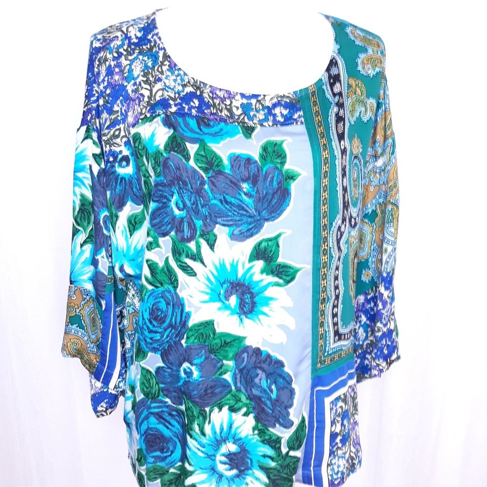 Tiny Ellery Blue Patchwork Blouse Flaw - image 3
